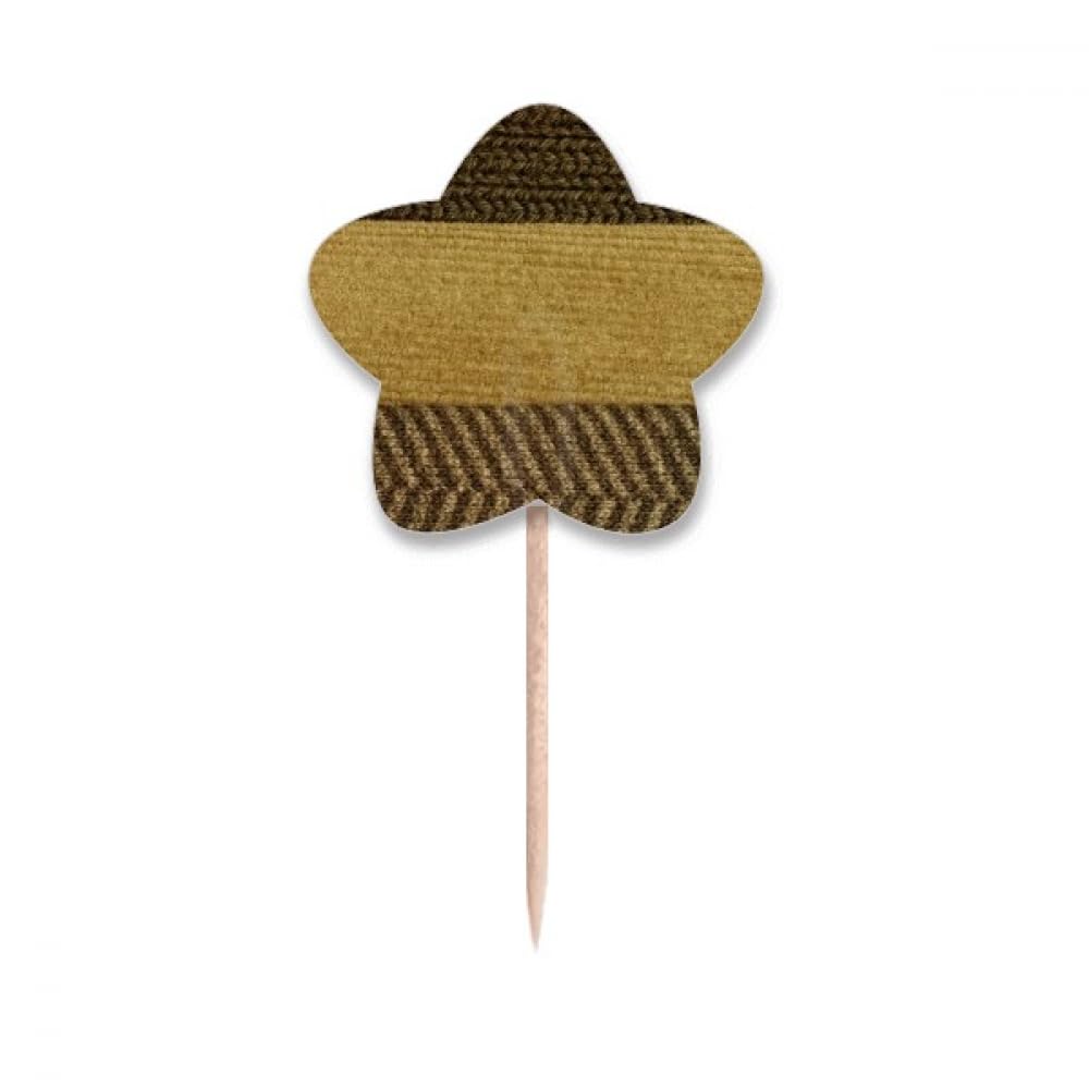 Cure-dents en tissu lin marron avec triple barre et drapeaux étoiles pour pâtisserie