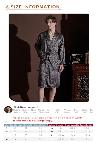 Image of Men's 100% Mulberry Silk Long Robe Kimono Paisley Print Bath Robe, Heavy Silk 19 Momme Dressing Gown