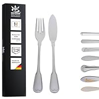 GEHRING Solingen Fischbesteck Augsburger Faden I Besteck Set 12-teilig I Edelstahlbesteck I Besteckset 6 Personen I spülmaschinengeeignet I Fischmesser I Fischgabel I Made in Germany