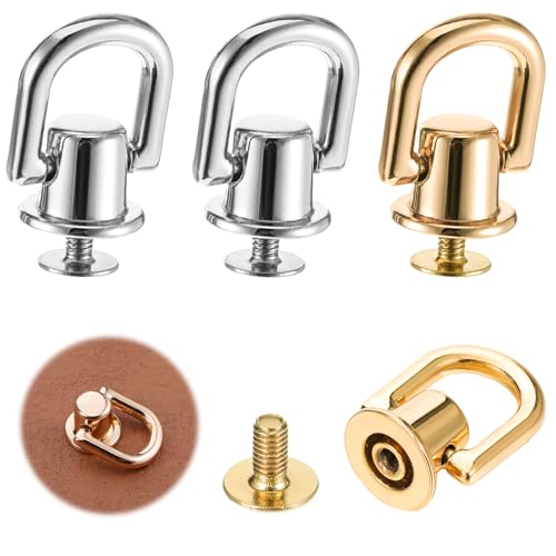 4 Pcs D Rings for Purse Stud Screw Ball, 360°