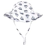 Hudson Baby Unisex Baby Sun Protection Hat, Blue Sailboat, 6-18 Months
