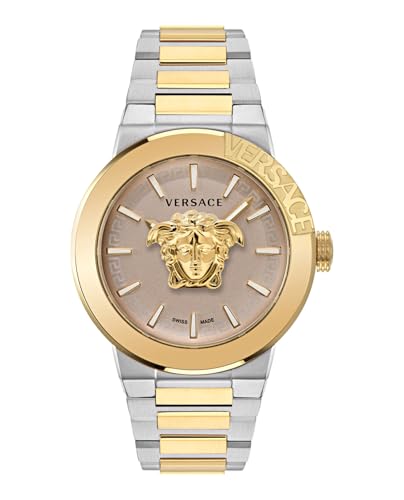 Versace Medusa Infinite Collection Luxury Mens Watch Timepieces with a Two Tone Bracelet and Case featuring a Ivory Dial