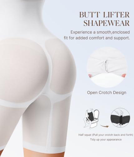 Image of BRABIC Waist Trainer Bodysuit for Women Tummy Control Shapewear Round Neck Seamless Butt Lifter Full Body Shaper