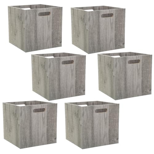Toilinux.com Lot de 6 Boîtes de Rangement Effet Bois en MDF Mix n' modul - L. 31 x l. 31 cm - Couleur chêne Gris