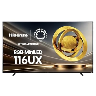 Hisense 116-Inch Class RGB-MiniLED ULED Premium X Series 4K UHD HDR Google Smart TV(116UX, 2025) - RGB Backlight MiniLED, Up to 8000 nits, 3D Color Master Pro, Native 165Hz, 6.2.2 CineStage X Surround