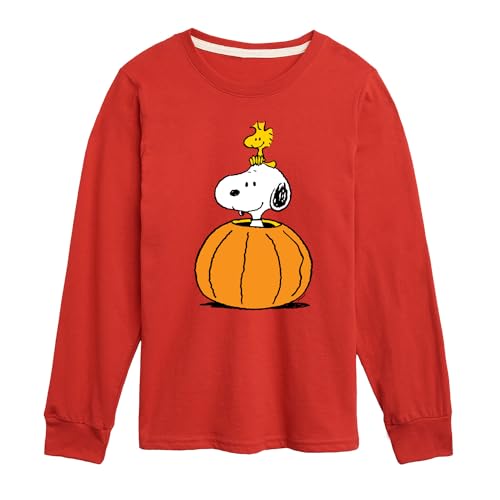 HYBRID APPAREL - Peanuts - Snoopy Woodstock Pumpkin - Toddler & Youth Long Sleeve Graphic T-Shirt - Main Image