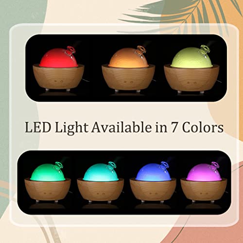 Glass Essential Oil Diffuser With Real Wood Base, 200Ml Ultrasonic Aromatherapy Diffuser, Glass Dome Humidifier, Led Light Available In 7 Colors, Auto Shut-Off For Home Office Bedroom Gift #TOP3