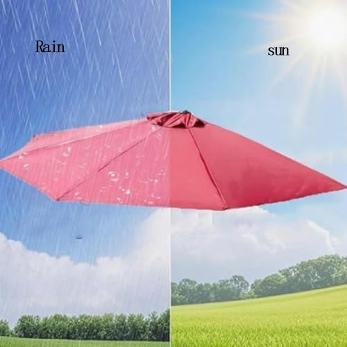 9ft Half Umbrella Replacement Canopy - Coffee Color, 2.7m Small Wall Umbrella Top Cover - Durable 5 Ribs Design for Outdoor Patio Use