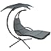 TecTake 800699 Fauteuil Suspendu avec Support et Pare-Soleil Protection UV, 195 x 118 x 202 cm, Surface de Couchage Ergonomique, 2 Coussins Inclus - Plusieurs Coloris - (Gris)