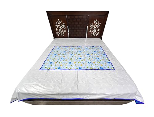 Image of EcoSoft Plastic Sheet,PVC Sheet for Kids,Rubber Sheet for Babies,Bed Wetting Protector(90 x 135 cm) (Blue Big Jungle)
