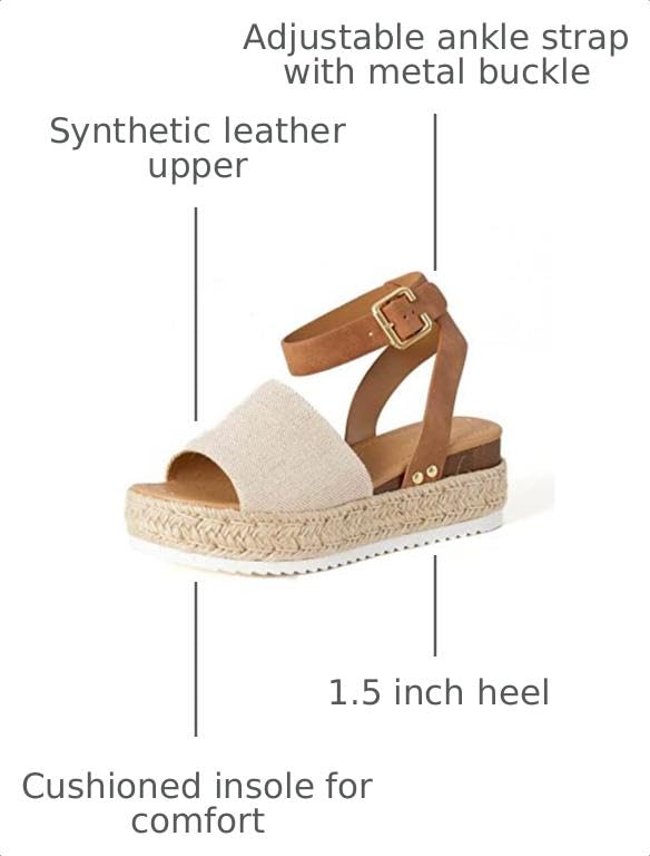 Image of Soda Topic Open Toe Buckle Ankle Strap Espadrilles Flatform Wedge Casual Sandal