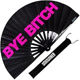 SoJourner Bags Bye B*tch Rave Fan - Large Folding Clack Fan for Men and Women - Rave Accessories for EDM, Line...