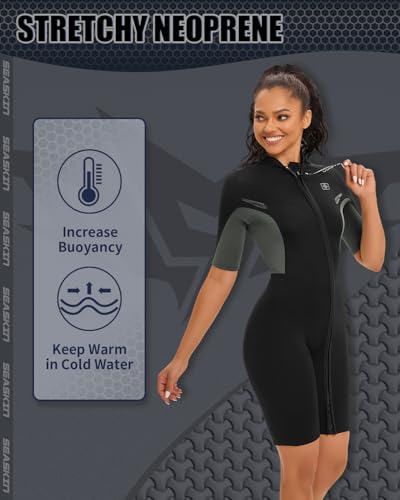 Seaskin Shorty Wetsuits For Womens 2Mm Front Zip Diving Suits thumb #2