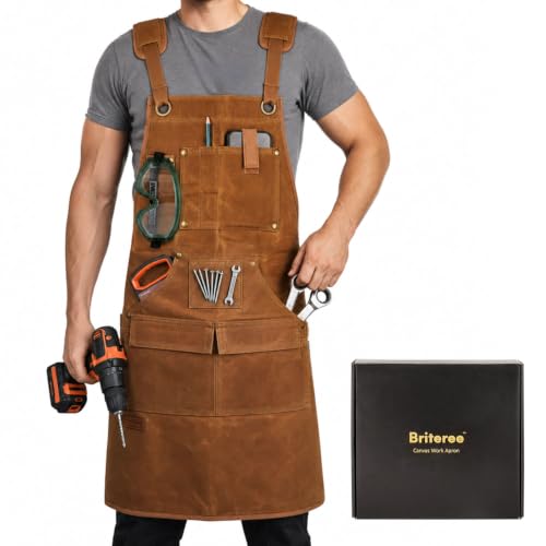 BRITEREE Woodworking Apron for Men, with 9 Tool Pockets, Dur...