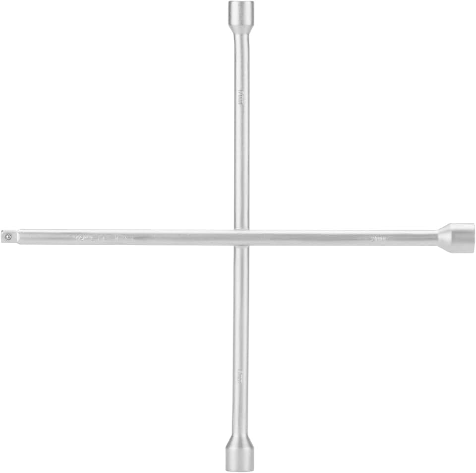 Stels Chave de Roda em Cruz 17–19–21 mm – Aço Carbono 45, Encaixe 1/2", 450 mm, Alta Resistência para Troca de Pneus