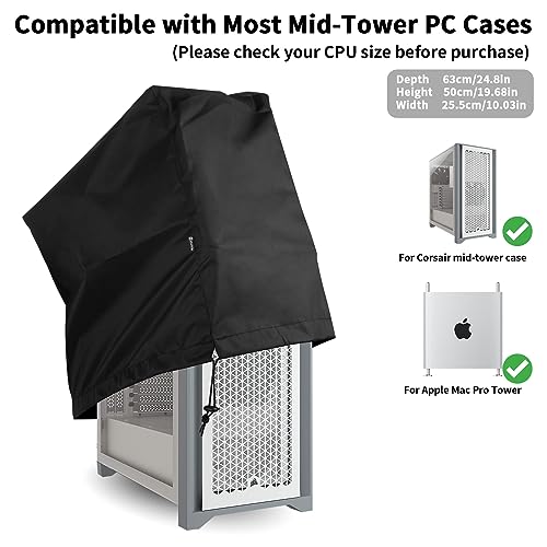 CaSZLUTION Computer CPU Dust Cover for Mid-Tower PC Case, Antistatic Water Resistant Desktop Host Protector Sleeve with Adjustable Elastic Cord - 10.0W x 19.6H x 24.8D Inch by CaSZLUTION - Image 2