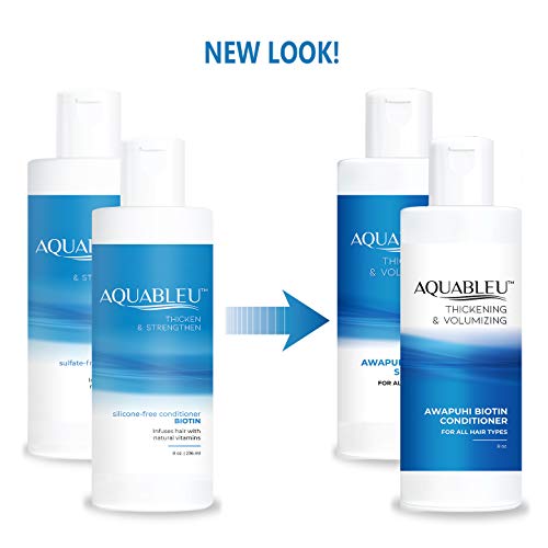 Aquableu Biotin Shampoo & Conditioner Set – Natural Thickening & Volumizing For Thicker Fuller Hair - Fights Hair Loss, Promotes Hair Growth - Coconut,Keratin, Argan & Jojoba - Awapuhi Fragrance (8Oz) #TOP1