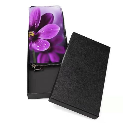 Fashionable Large-capacity Purple Flower Printed Leather Wallet Vertical, Internal Multi-compartment Design - Meet Your Diverse Travel Needs3