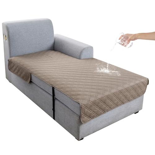 Image of Genina L Shape Couch Cover, Sectional Couch Chaise Covers, Waterproof Washable Sofa Covers for Right L Shape Chaise Lounge, Anti-Slip Sofa Slipcovers for Dogs Cats Pet Friendly(Taupe)