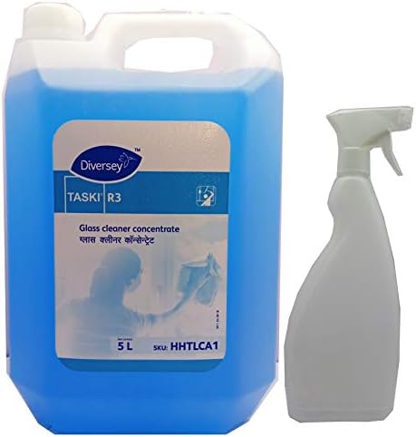 Taski R3 Glass Cleaner Concentrate 5Ltr. With 750ml Spray Bottle Refill pack By Feather Lady