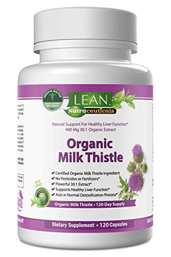 120 Ct 1500mg Pure Organic Milk Thistle Supplement Capsules of 4:1 Milk Thistle Seed Pills - Max Concentration Silymarin Extract for Liver Function Support, Detox & Cleanse - LEAN Nutraceuticals