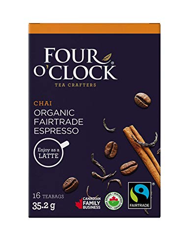 FOUR O'CLOCK - Four O'Clock Organic Fairtrade Chai Tea Espresso, Non-Gmo, Kosher, Gluten-Free, 16 Count, 35.2