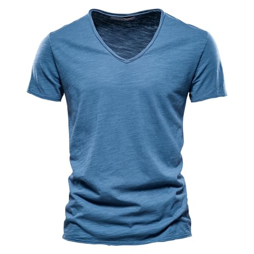 T-shirt col en V homme F037 blanc anti-transpiration manches courtes été L - 4