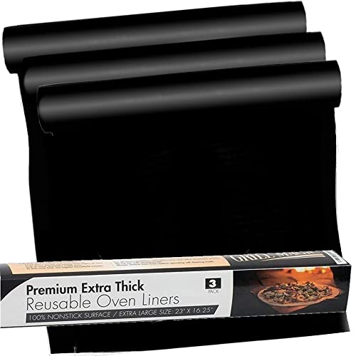 3 Pack Non-Stick Heavy Duty Oven Liners Set By Grill Magic - Thick, Heat Resistant Fiberglass Mat - Easy To Clean, Reduce Spills, Stuck Foods & Clean Up - Bpa Free Kitchen Friendly Cooking Accessory #TOP28