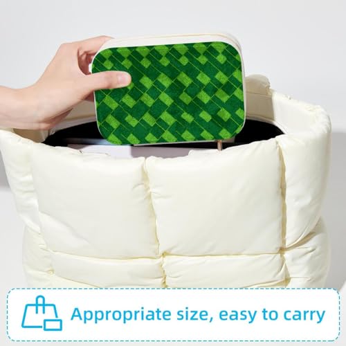 Boîte à bijoux double couche vert géométrique pour femmes - 6
