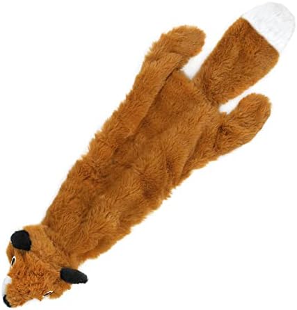 Best Pet Supplies 2-in-1 Stuffless Squeaky Dog Toys with Soft, Durable Fabric for Small, Medium, and Large Pets, No Stuffing for Indoor Play, Holds a Plastic Bottle - Fox, Medium