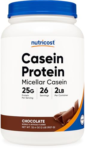 Proteínas, Nutricost Caseína Proteína en polvo – 100% Caseína Micelar, Chocolate, 907 gramos (2 libras)