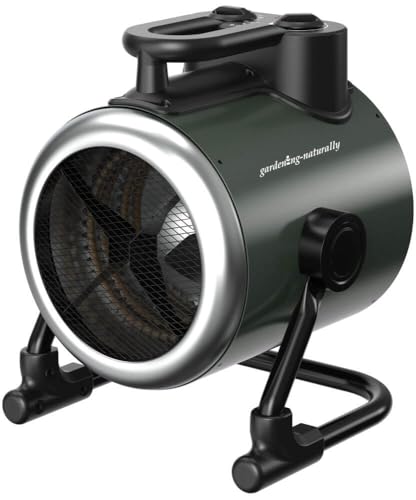 Greenhouse Heater Professional 2400W with Thermostat and Fan Electric Greenhouse Heating for Frost Protection Germination and Plant Growth Suitable for 24m Greenhouses IP24 Rated UK Plug