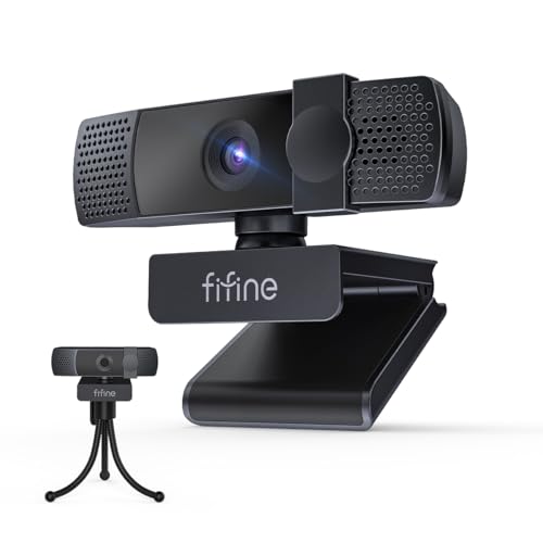 FIFINE 4K Resolution Webcam with Microphone, 13MP Auto-Focus USB Computer Camera with Privacy Cover, 6P Lens, 76.3° FOV, Plug and Play Webcam for PC Mac OBS Zoom Twitch Streaming Gaming-K438