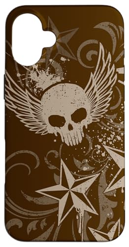 Y2k Grunge 2000s Skull Star Emo Harajuku Goth Scene Brown �X�}�z�P�[�X iPhone 16 Plus �p