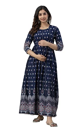 Devek Women’s Rayon Maternity Dress, Pregnancy Dress, Easy Breast Feeding, Breast Feeding Dress Zippers for Nursing Pre and Post Pregnancy, Comfortable Kurti for Pregnant