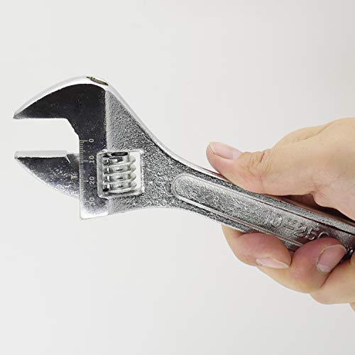 Image of Dr.Luck 10 Inch Sliver Adjustable Wrench, Drop Forged Steel Heat Treated Chrome-plated, Garage DIY Tool