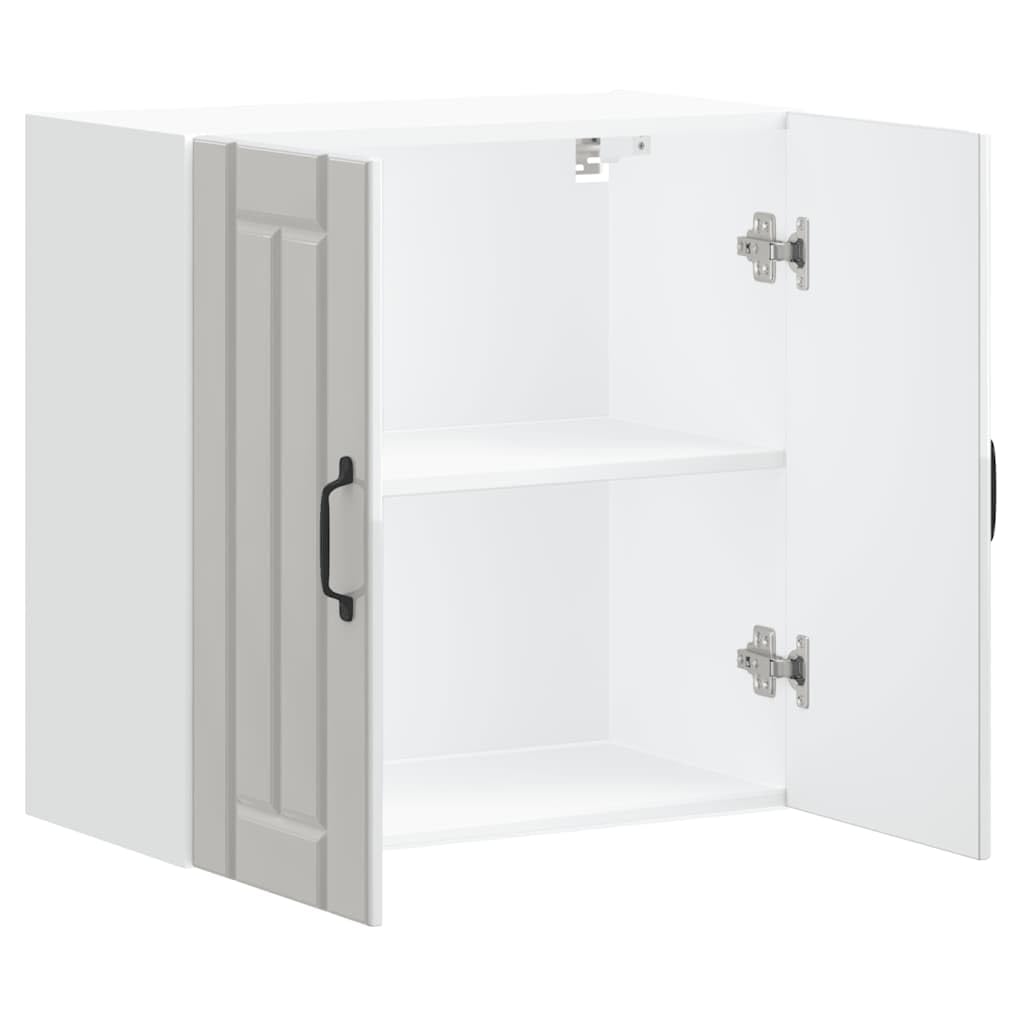 Lucca - Armadietto da cucina sospeso in legno bianco lucido, 60 x 31 x 60 cm, con 70 kg, porta in vetro, montaggio a parete per cucina, ufficio, cantina, conservazione e ordine