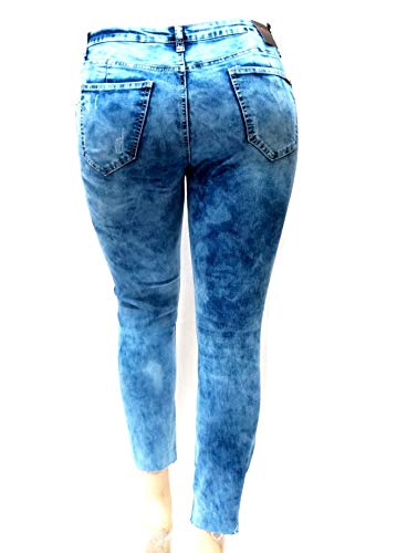 Womens Plus Size Distressed Destroy Stretch Butt Lifting Denim Tie Dye Jeans3