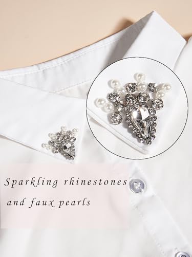 Handcrafted Faux Diamond and Pearl Fake Collar Shirts Versatile Dickey Collar Half Shirt Collar for Women3