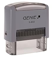 Genie S-402 Selbstfärbender Stempel Set (bis zu 4 Zeilen; selbstgestalten; inkl. Zubehör; Stempelkissen) schwarz/grau