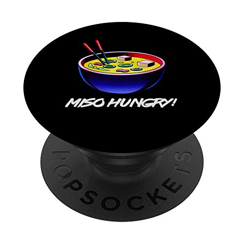 Sopa japonesa Miso Hungry Kawaii Misoshiru Pasta de caldo PopSockets Agarre y Soporte para Teléfonos y Tabletas