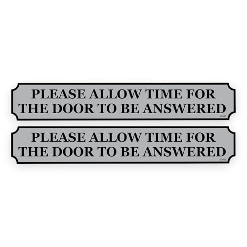2 Pack - Sticker Gold - 18cm Please Allow Time For The Door To Be Answered Self Adhesive Stickers - Sign, Letter Box, Front Door, Disabled, Elderly Notice Grey SG065