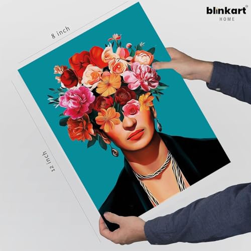 Image of BLINKART Frid Kalo Aesthetic Modern Art Walls With Frame | Natural Wood Texture | Living Room Bedroom Office Wall Decoration | Poster Home Decor Frames Wall Bedroom | 12x8 Inches (D579)
