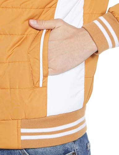 Image of Qube By Fort Collins Men's Nylon Standard Length Regular Fit Quilted Bomber Jacket with Detachable Hood - Winter Warm, Insulated Lining, Ribbed Cuffs, and Stylish Design