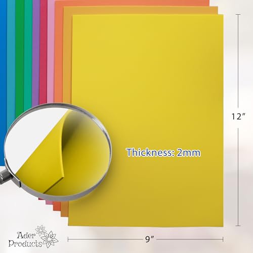 image for Ader Products EVA Foam Sheets for Crafts, 15 Assorted Colors, 9 x 12 I