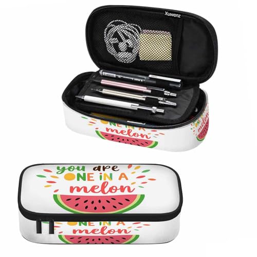Image of Watermelon Pencil Case You Are One In A Melon Sweet Summer Fruit Pencil Bag Pen Markers Pouch Holder Organizer for Boy Girl School Students