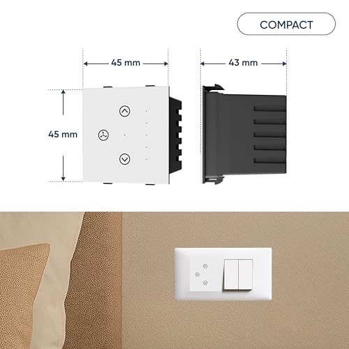 Image of AZIOT SMART MODULAR 1 FAN REGULATOR PREMIUM TOUCH SWITCH - Glass (Not Acrylic): Elevate Your Home with Effortless Control (Fits in Anchor Roma Classic and similar plates) Not for BLDC fans