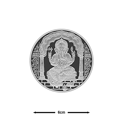 Image of MAA SILVER Pure Silver Ganpati Ganeshji BIS Hallmarked Round Coin Chandi Sikka Perfect for Gifting Investment Diwali Dhanteras (999 Purity)