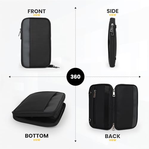 Image of FATMUG Travel Passport Organiser Wallet for Men Women- Family Passport Holder Cover with Zips-Black