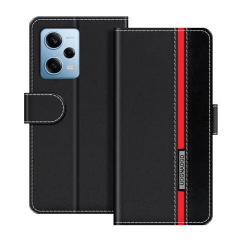 UOGNADGD ���U�[�P�[�X Xiaomi Redmi Note 12 Pro 5G �Ƃ̌݊������� �}�O�l�b�g���t���b�v�J�o�[ �X�^���h���J�[�h�z���_�[�t�� �Ռ��ی�Ή� (�u���b�N)